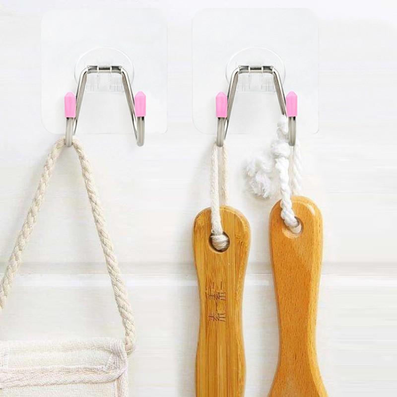 Móc dán tường dạng móc đôi inox siêu cứng treo đồ gọn gàng
