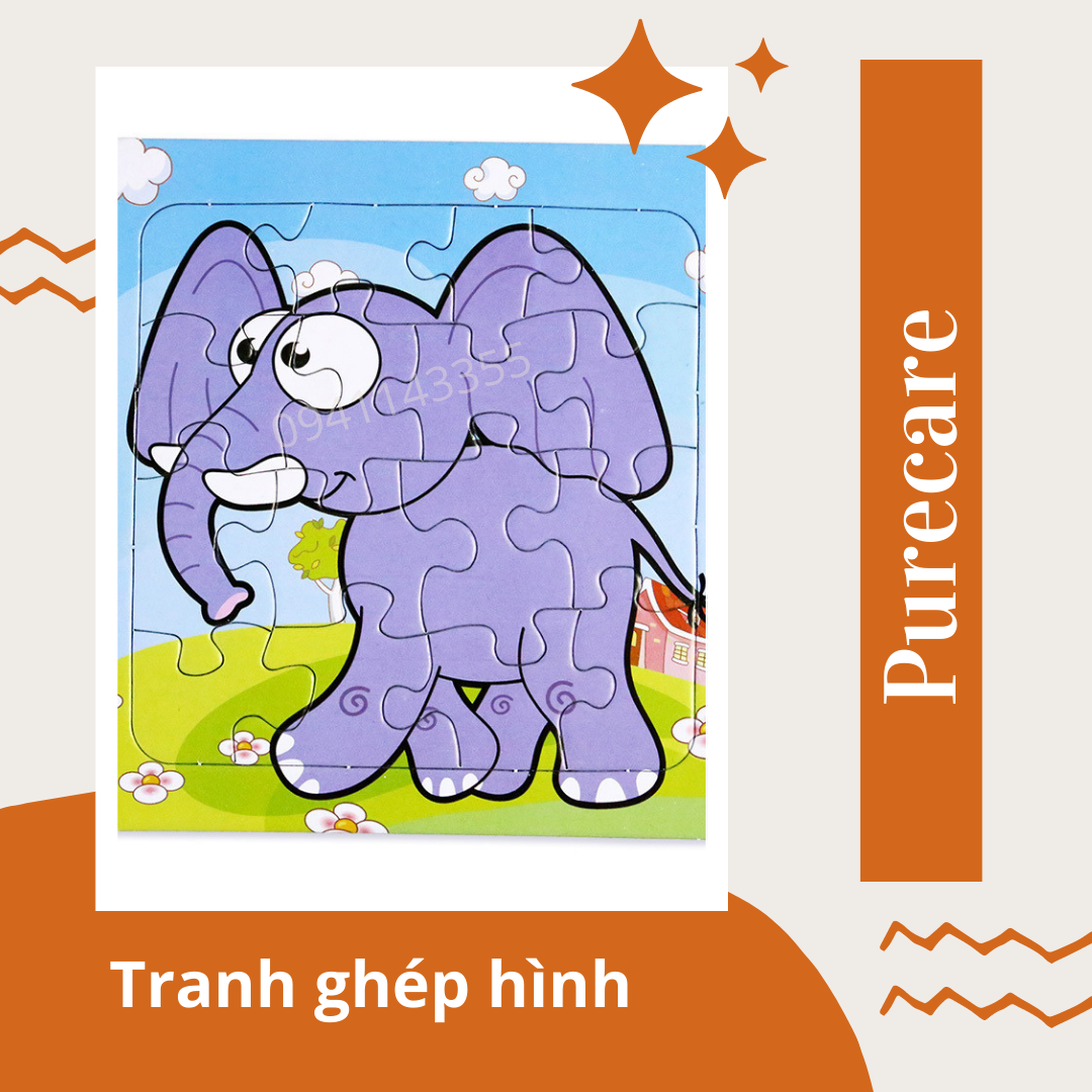 Bộ 5 Tranh ghép hình 2D giao ngẫu nhiên mẫu giao thông động vật, khủng long, hoạt hình