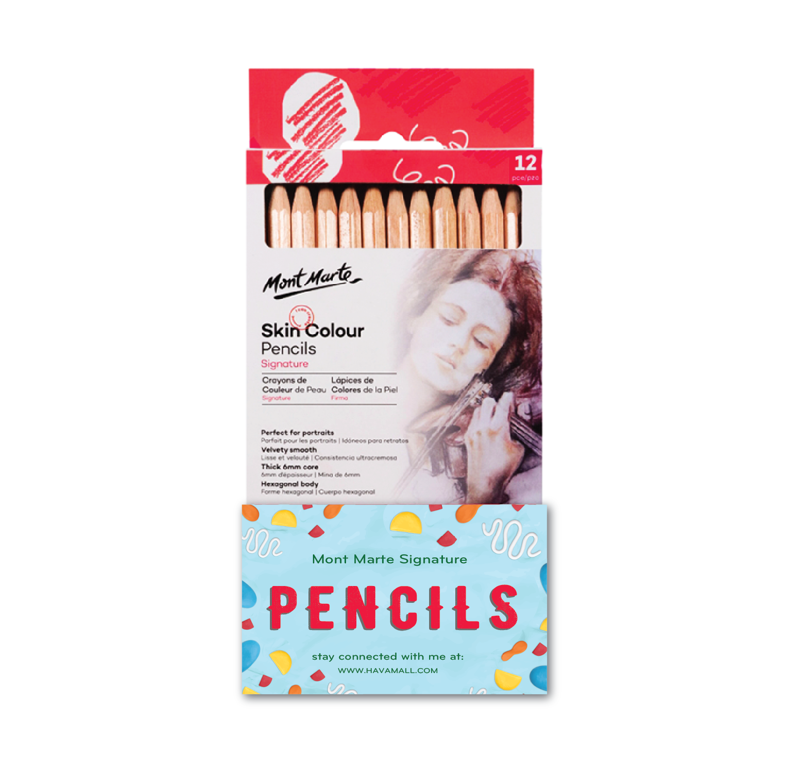 Bộ Bút Chì Màu Skin Colour Pencils 12 Cái – Skin Colours Pencils Mont Marte (Bao Bì Ngẫu Nhiên)