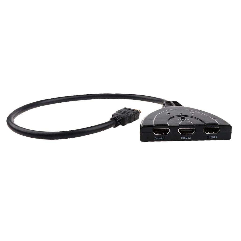 Splitter Hub,4 Port HDMI 1080P 3D Switcher Splitter Hub Box Pigtail Cable for HDTV