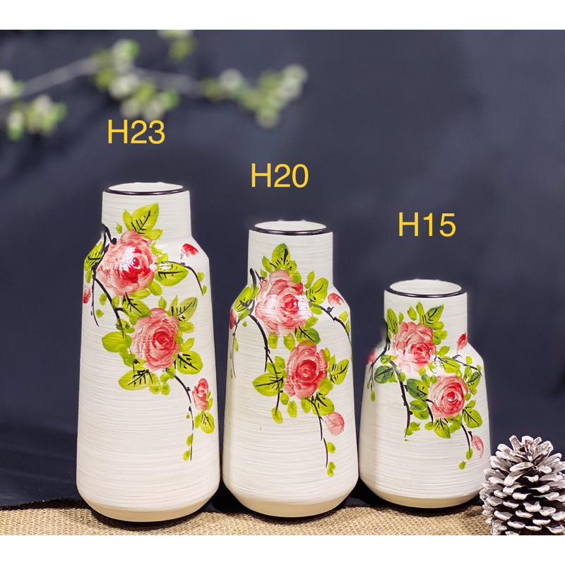 Set 3 lọ Decor- cắm hoa. Gốm sứ Bát Tràng.