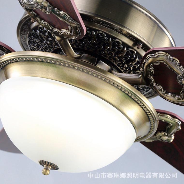 Quạt Trần Đèn Tân Cổ Điển 5 Cánh Gỗ, Động Cơ DC Lõi Đồng,Điều Khiển Từ Xa 3 Chế Độ Ánh Sáng,Đảo Chiều Hút Ẩm