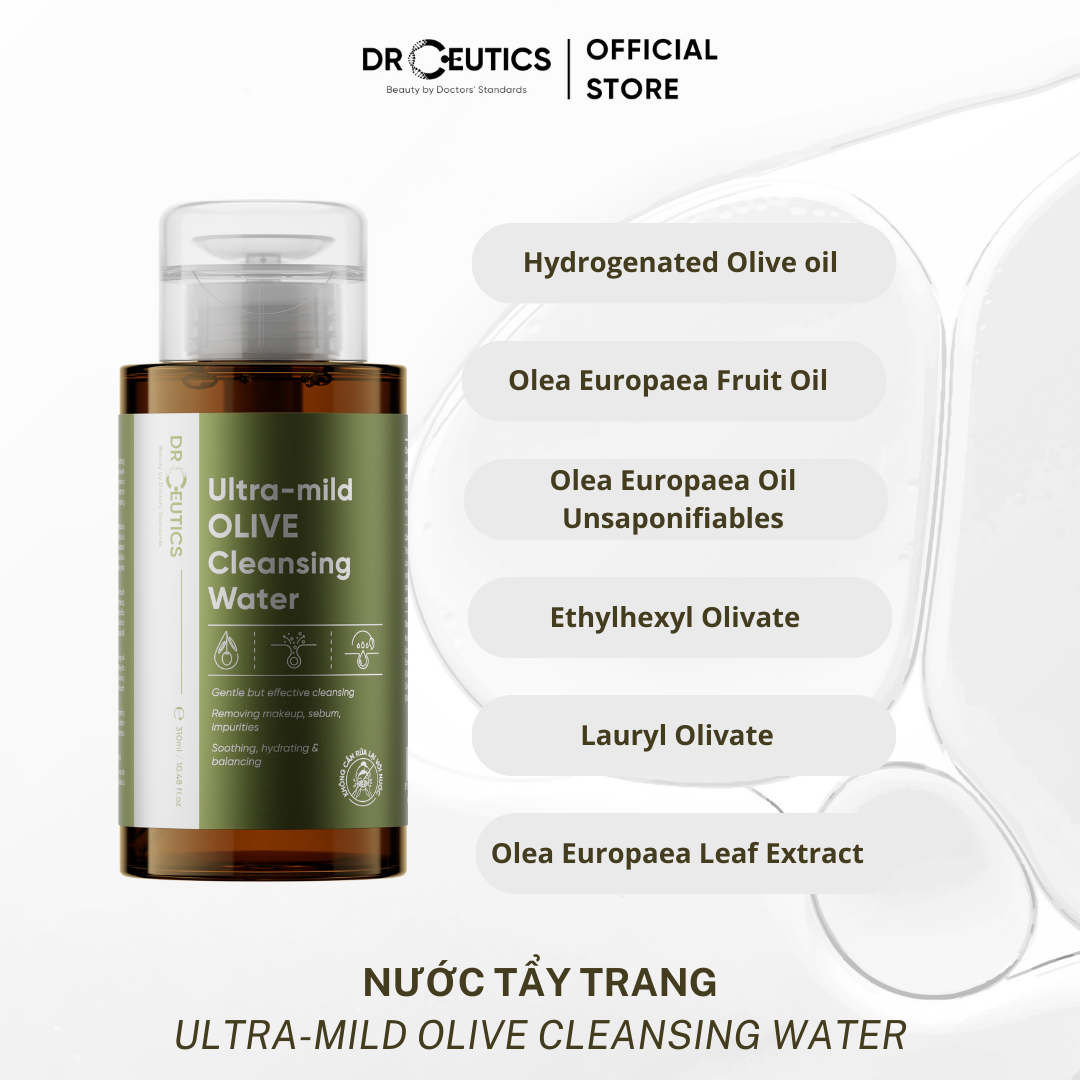 DRCEUTICS Nước Tẩy Trang Ultra-mild OLIVE Cleansing Water Cho Mọi Loại Da, Da Nhạy Cảm