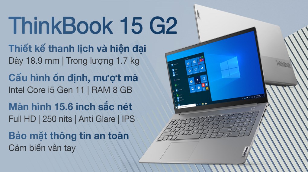 Máy tính xách tay laptop Lenovo Thinkbook 14 G2 ITL 20VD00V1VN (i5-1135G7/ 8GB/ 256GB SSD// 14.0inch Full HD/ DOS/ Grey/ Vỏ nhôm/1Y) - Hàng chính hãng