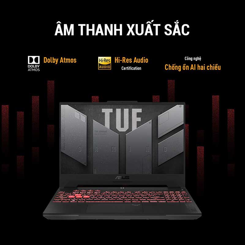 Laptop ASUS TUF Gaming A15 FA507NV-LP046W (Ryzen 7-7735HS | 8GB | 512GB | RTX 4060 8GB | 15.6-inch FHD 144Hz | Win 11| Jaeger Gray) - Hàng Chính Hãng - Bảo Hành 24 Tháng Tại Asus Việt Nam