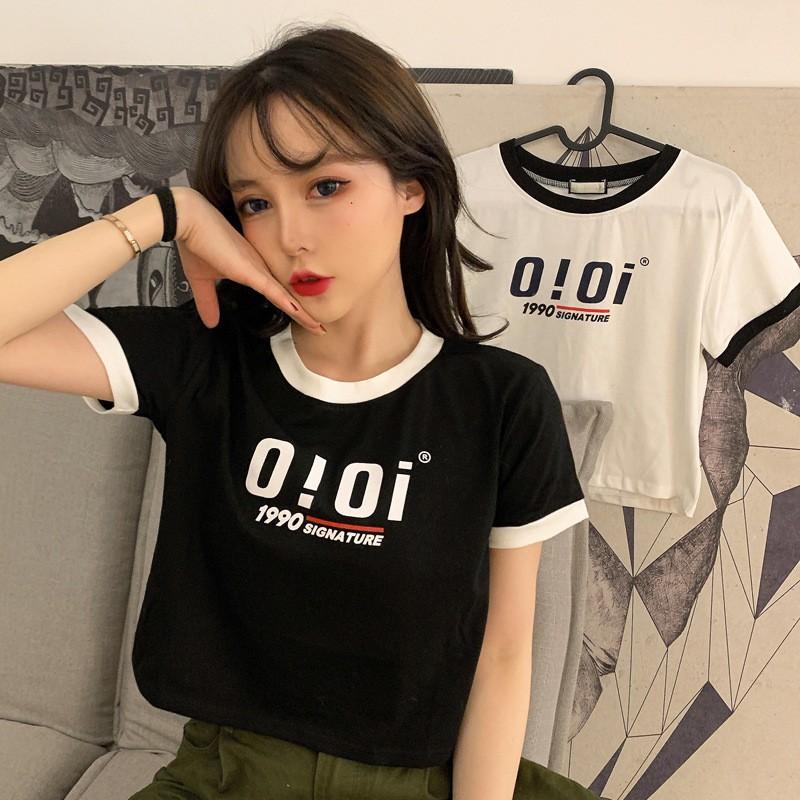 Áo Thun Tay Ngắn Cổ Tròn Hoạ Tiết Chữ Thiết Kế Dáng Rộng Thoải Mái