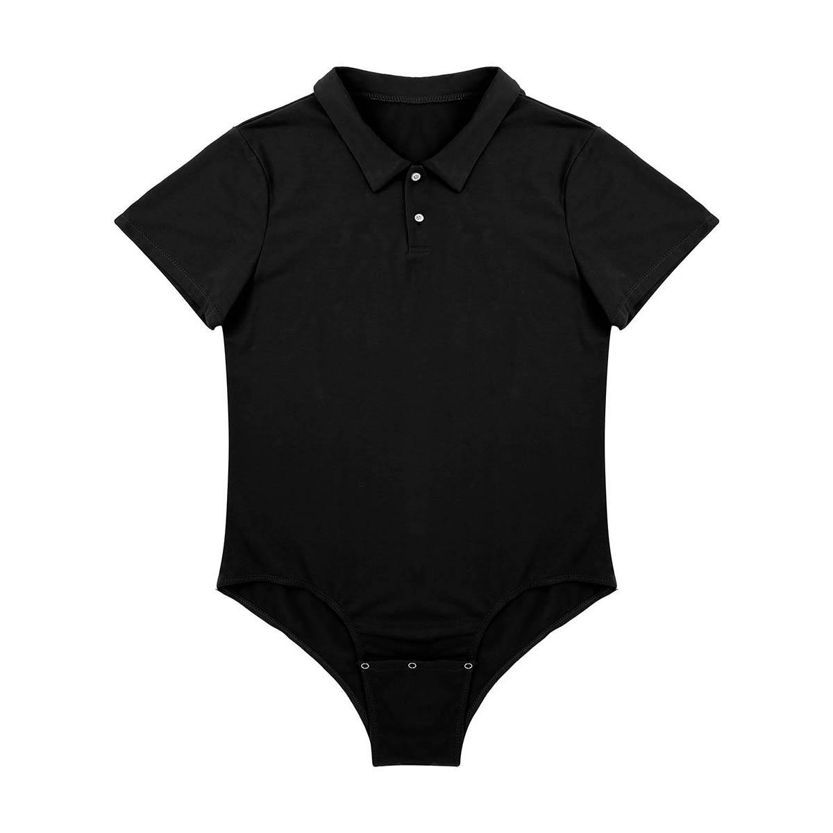 Quần Lót Tã Người Yêu Bodysuit Ngắn Tay Ốp Croptop Cổ Cao Áo Sơ Mi Thông Leotard Romper Áo Liền Quần Người Lớn Bé Snappies Bộ Đồ Ngủ