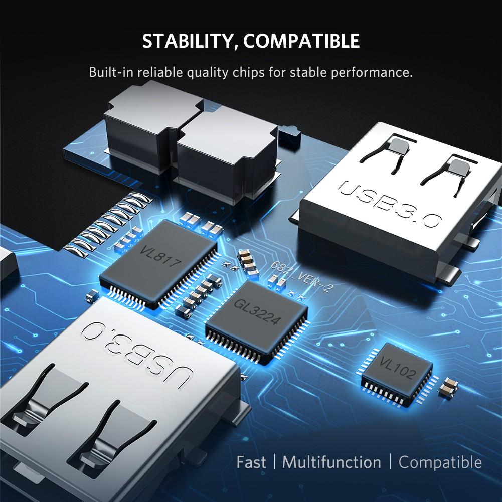 Cáp USB type-C to HDMI/USB 3.0/SD/TF/Lan chính hãng Ugreen 50538