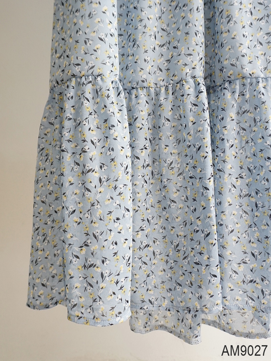 Đầm xòe midi Nữ hoa nhí tay dài OvanMade AM9027