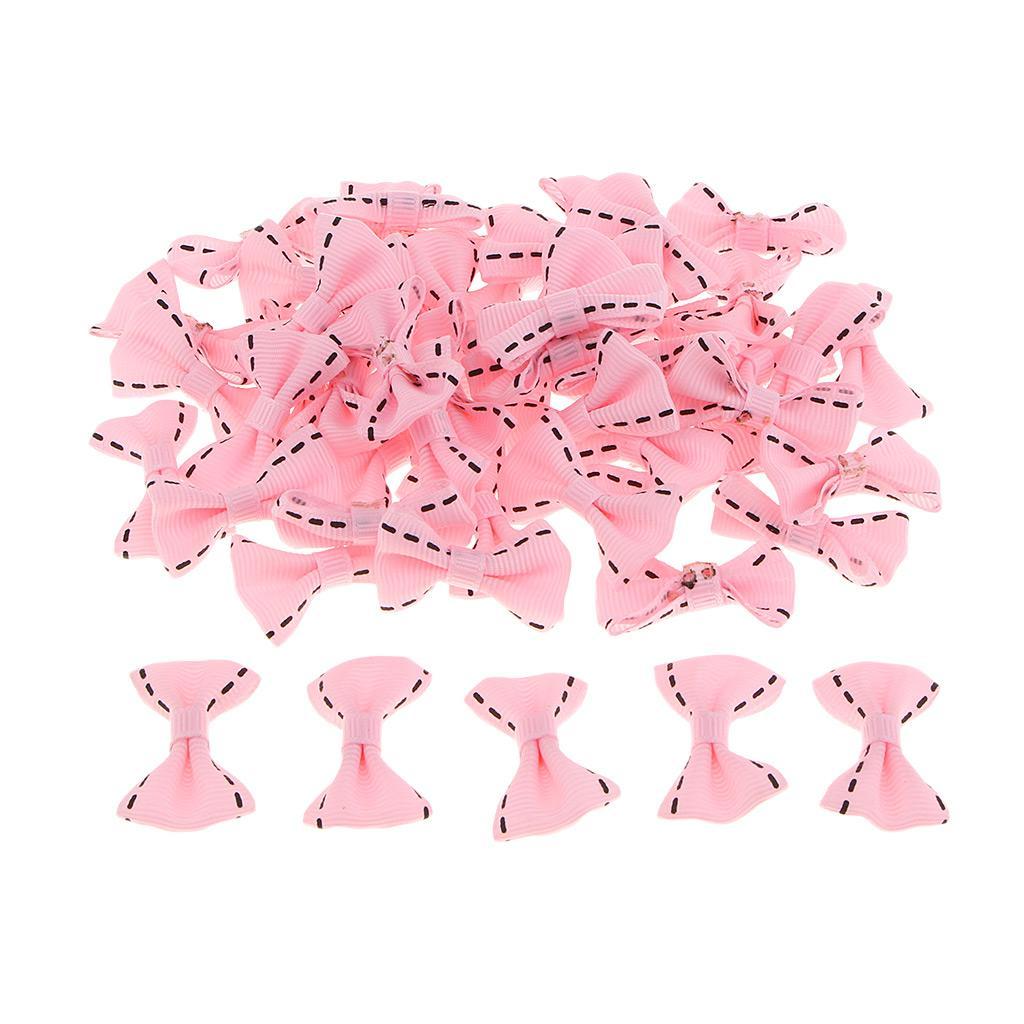 50 Pieces Satin Ribbon Bows Mini Embellishment Craft Artificial Applique Wedding Party
