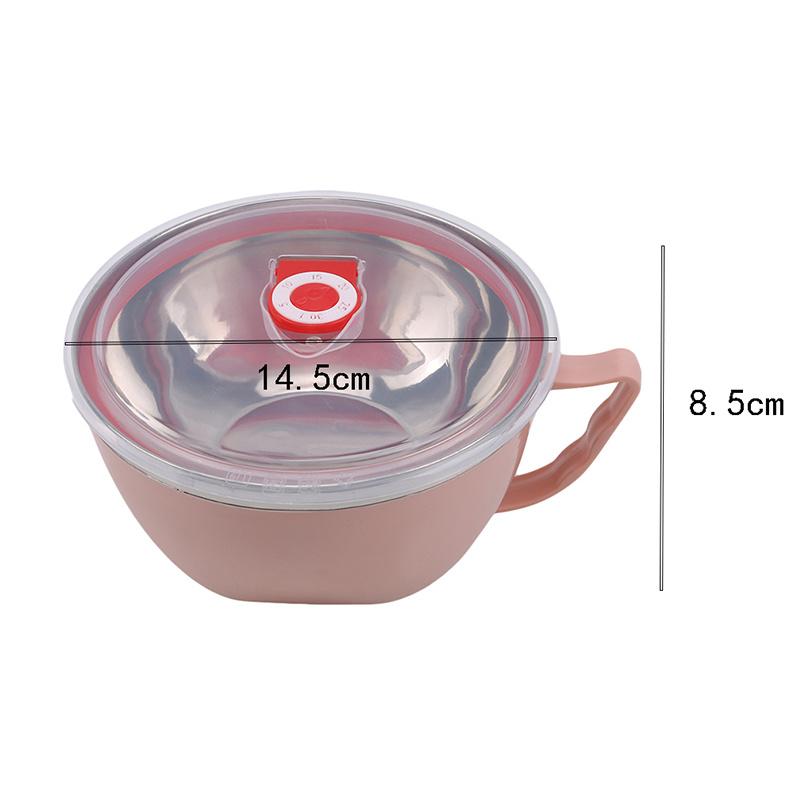 Solid Stainless Steel Noodle Bowl with Handle Food Container/ Rice Soup Bowl/ Instant Noodle Bowl with Lid and Handle