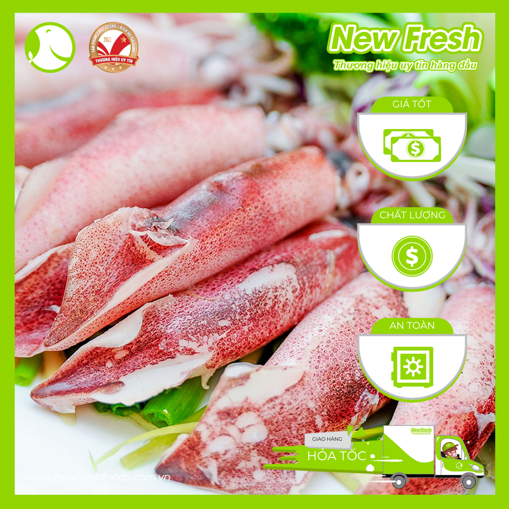 Mực Ống Làm Sạch Đặc Biệt Size 8-12 Con Hộp 1 Kg