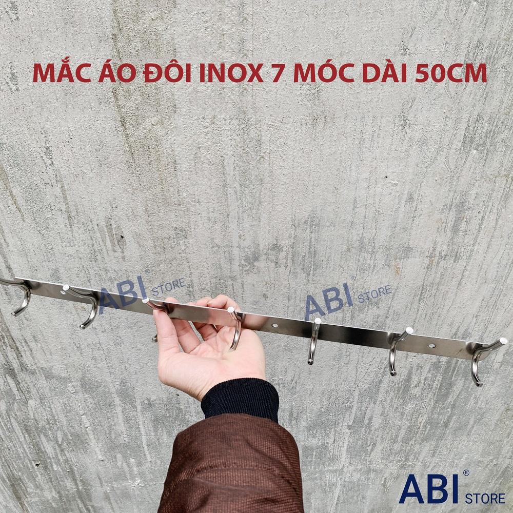 Mắc áo inox treo tường nhà tắm, phòng ngủ đôi 7 móc dài 50cm Mạnh Hà giá rẻ