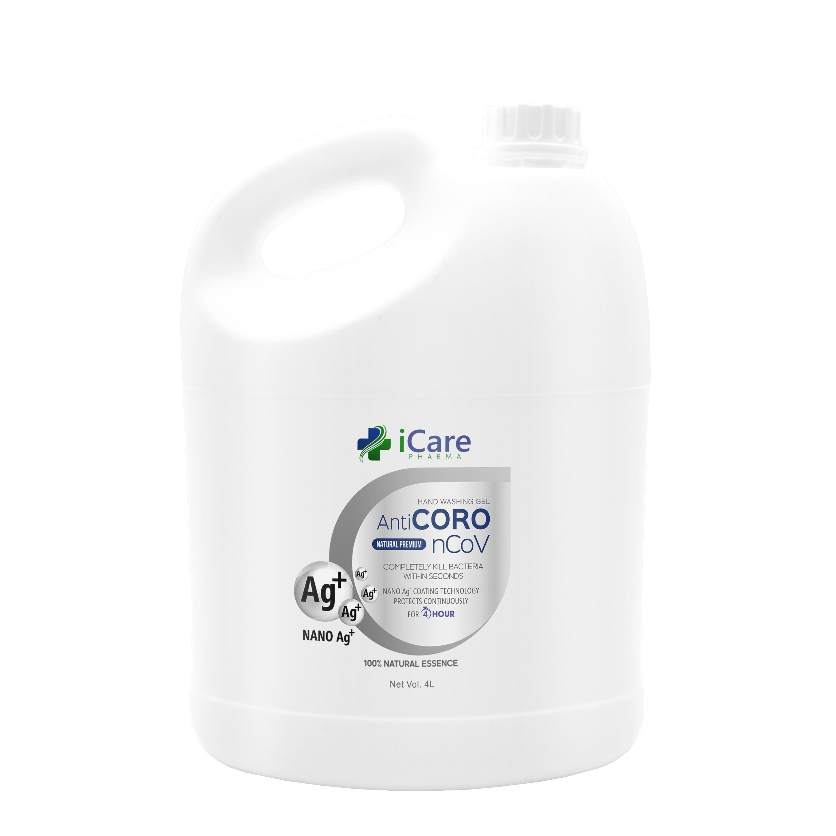 Gel rửa tay khô iCare Pharma - Anti Coro nCoV - Nano Bạc - Chai 4 lít