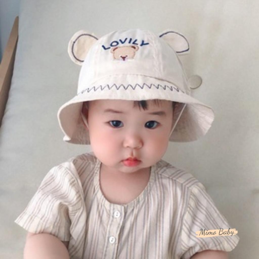 Mũ bucket tai gấu in chữ lovily đáng yêu cho bé MH143 Mimo Baby