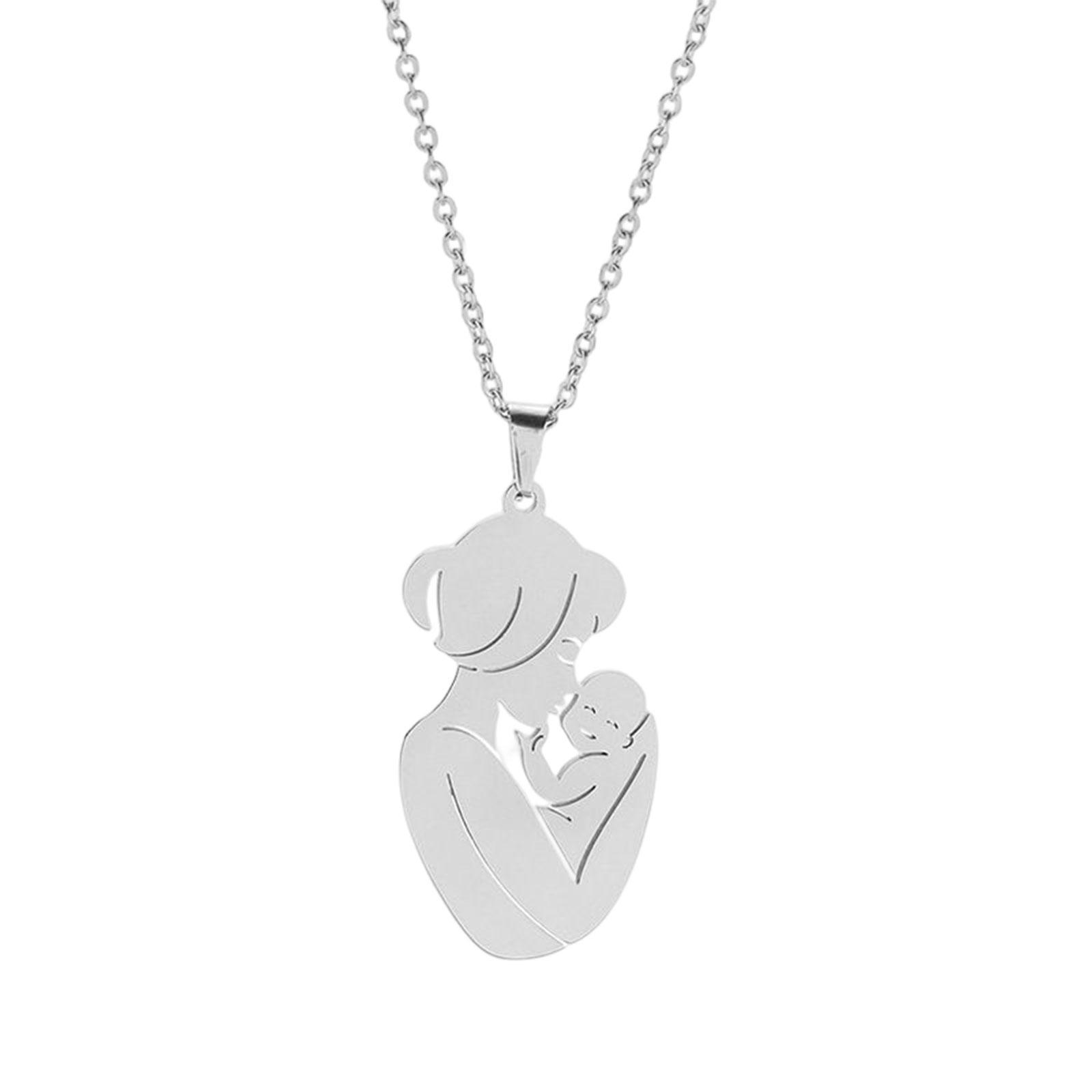 Mom And Baby Pendant Necklace Jewelry Manual Mirror Polishing Process Sweater Chain Women Mother's Day Gift Wife Mother Gift for Anniversary
