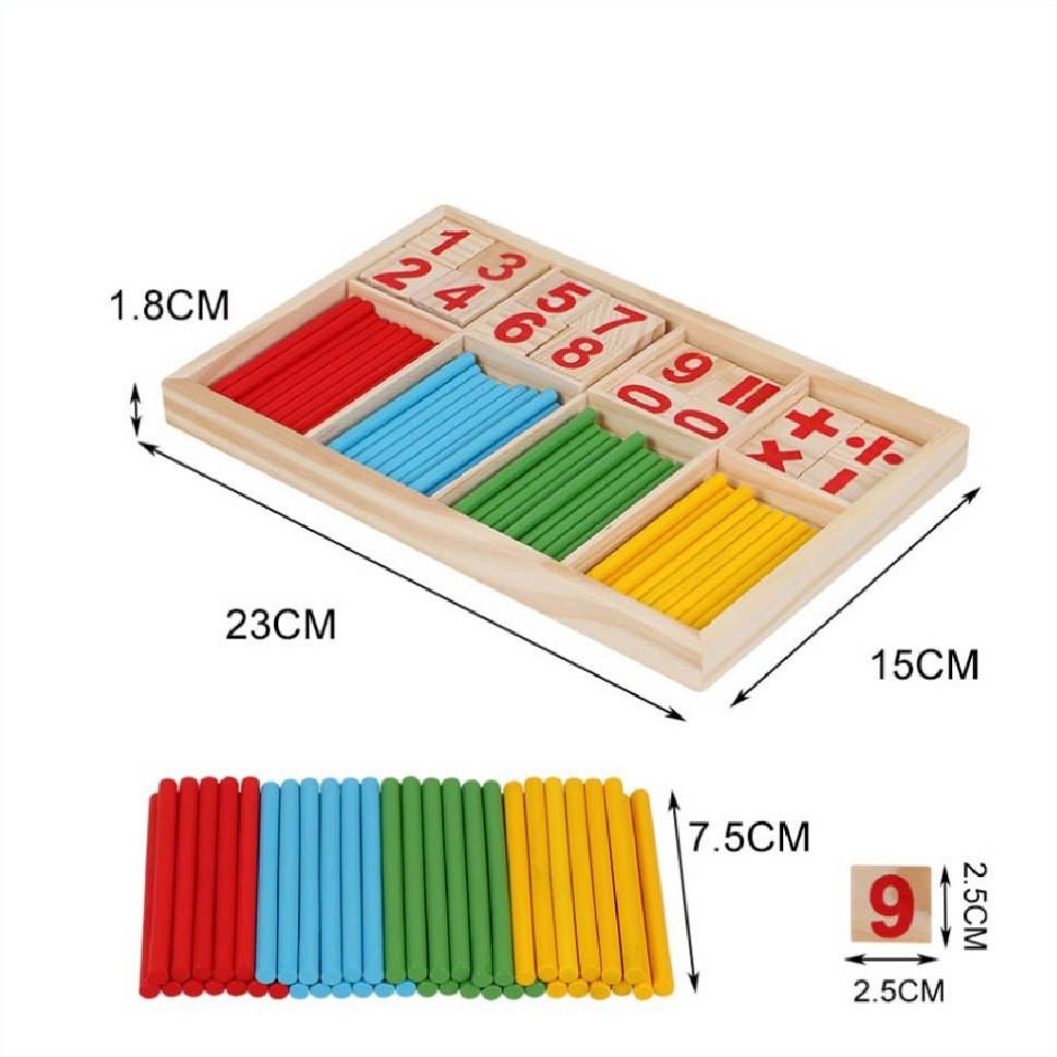 Bộ que tính bảng số bằng gỗ cho bé làm quen toán học