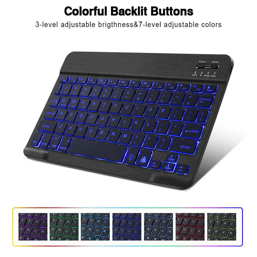Đèn LED Bàn Phím Bluetooth Không Dây RGB Ipad Bàn Phím Và Chuột Tây Ban Nha Mini Đèn Nền Nga Bàn Phím Dành Cho Điện Thoại Máy Tính Bảng Ipad Pro 11