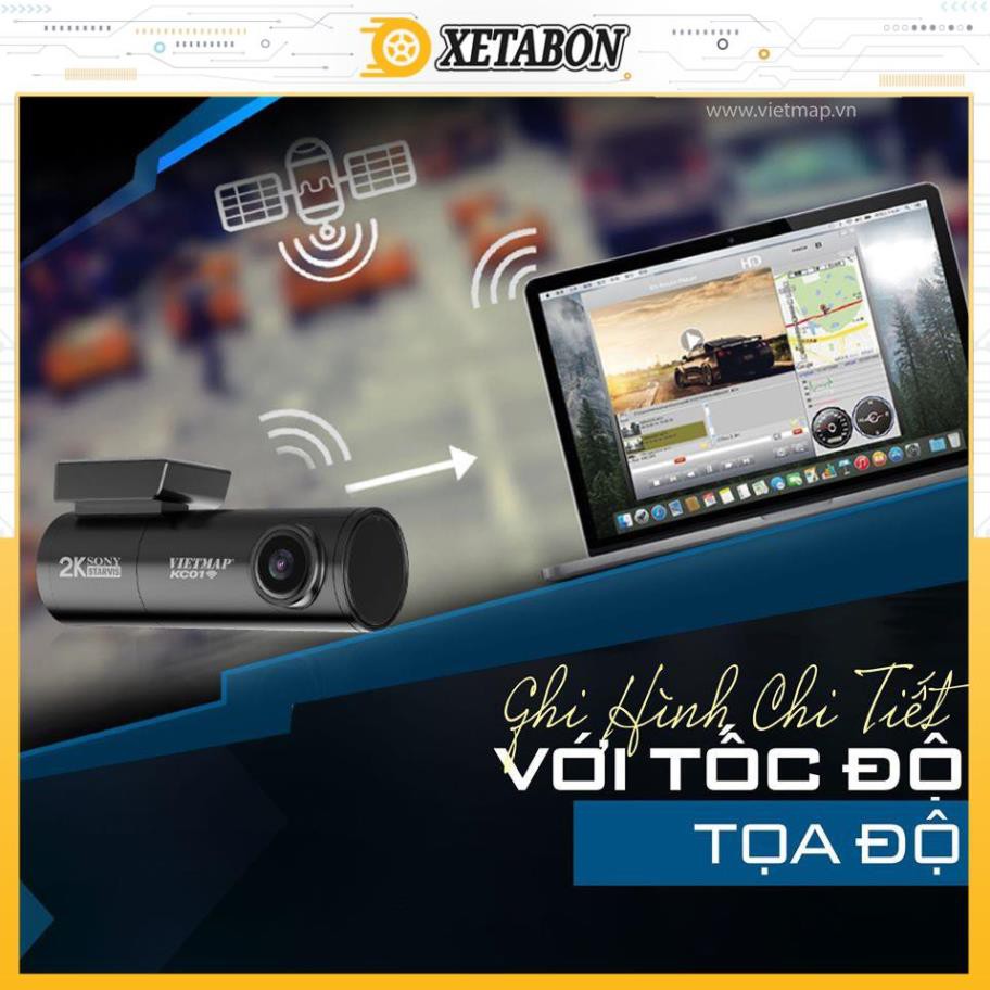 CAMERA VIETMAP KC01-Ghị Hình Trước Sau, Kết Nối Wifi - Độ Phân Giải 2K, Cam Sau Full HD