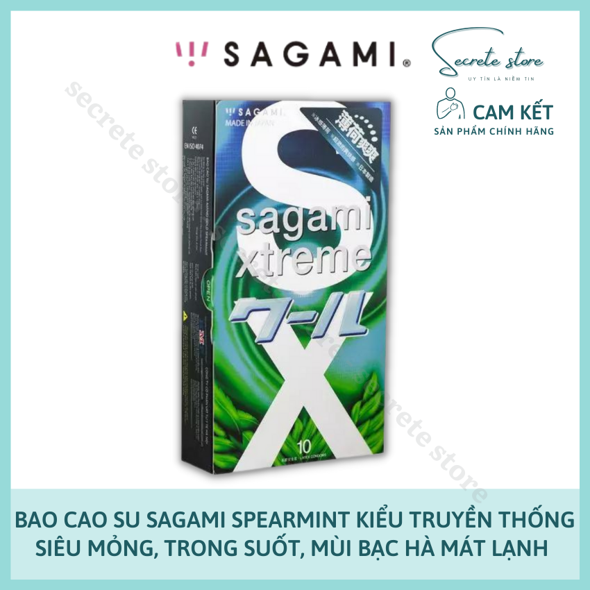 Bao cao su Sagami Xtreme Spearmint - thương hiệu Nhật Bản hương Bạc Hà, kiểu truyền thống