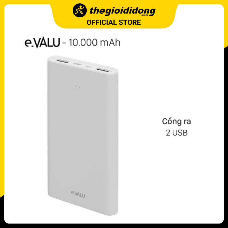 Pin sạc dự phòng Polymer 10.000 mAh Lightning eValu PJ JP189SL - Hàng chính hãng