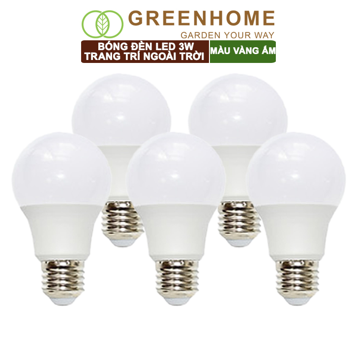Bóng đèn Led trang trí ngoài trời, 3W, màu Vàng ấm, chống bụi, chống nước, tiết kiệm điện |Greenhome