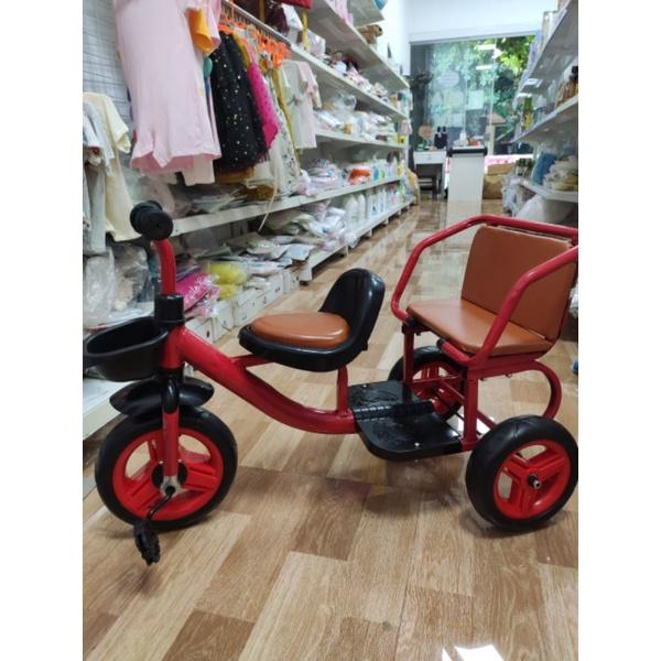 Xe đạp xích lô 3 bánh 2 ghế ngồi bọc da khung to khỏe choi bé 2-8t