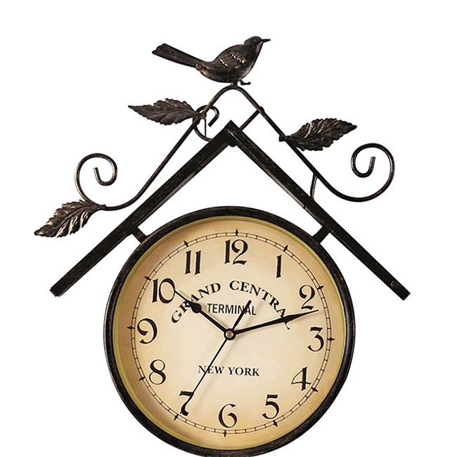Đồng hồ treo tường kim loại phong cách Cổ điển Âu Mỹ hình tổ chim
