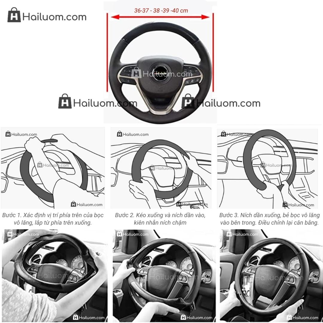Bọc Vô Lăng ô tô cho KIA RIO Da Thật Cao Cấp 4 Mùa