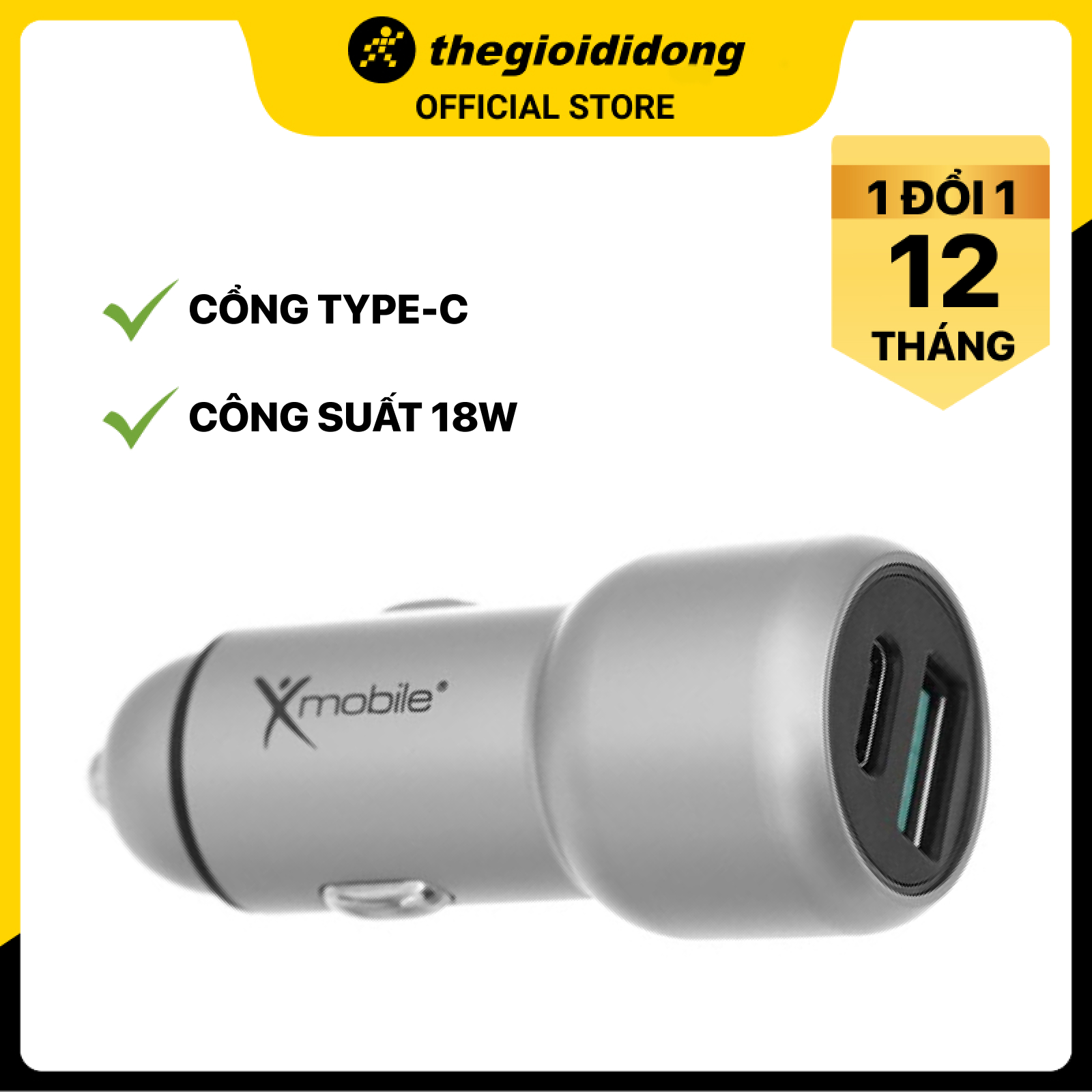 Sạc xe hơi 2 cổng Type C PD QC 3.0 18W Xmobile SN-454 Bạc - Hàng Chính Hãng