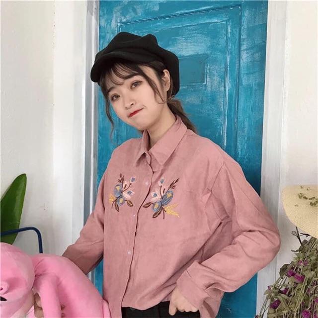 Áo Sơmi dài tay thêu hoa tinh tế