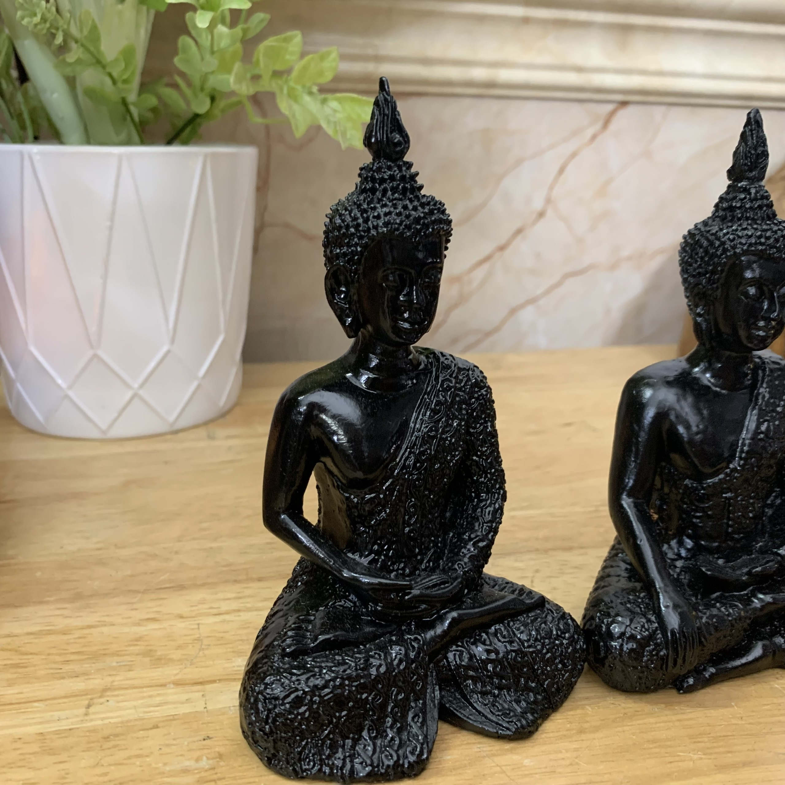 Combo 3 Tượng đá trang trí Tượng Phật Thái Thủ Ấn| Thiền ấn - Xúc địa ấn - Chuyển pháp luân ấn - Cao 13cm - Màu Đen