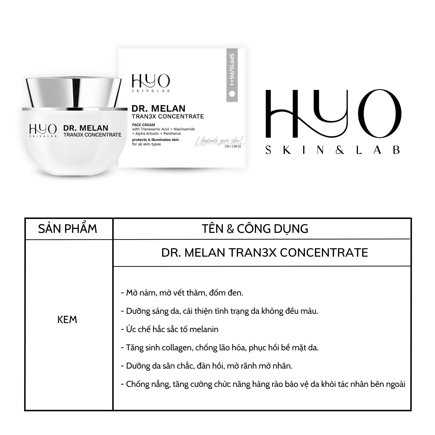 Kem dưỡng làm trắng da và làm mờ nám dùng cho ban ngày HYO DR.MELAN 35g - Hàn Quốc