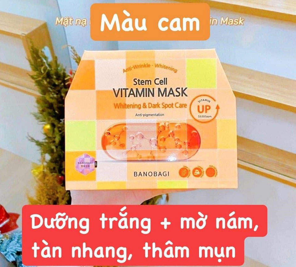 hộp 10 miếng Mặt Nạ Banobagi Stem Cell Vitamin Mask Whitening & Dark Spot Care 30g-cam