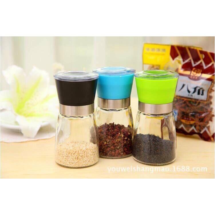 Lọ xay tiêu thủy tinh cầm tay đa năng, lọ đựng gia vị hạt tiêu
