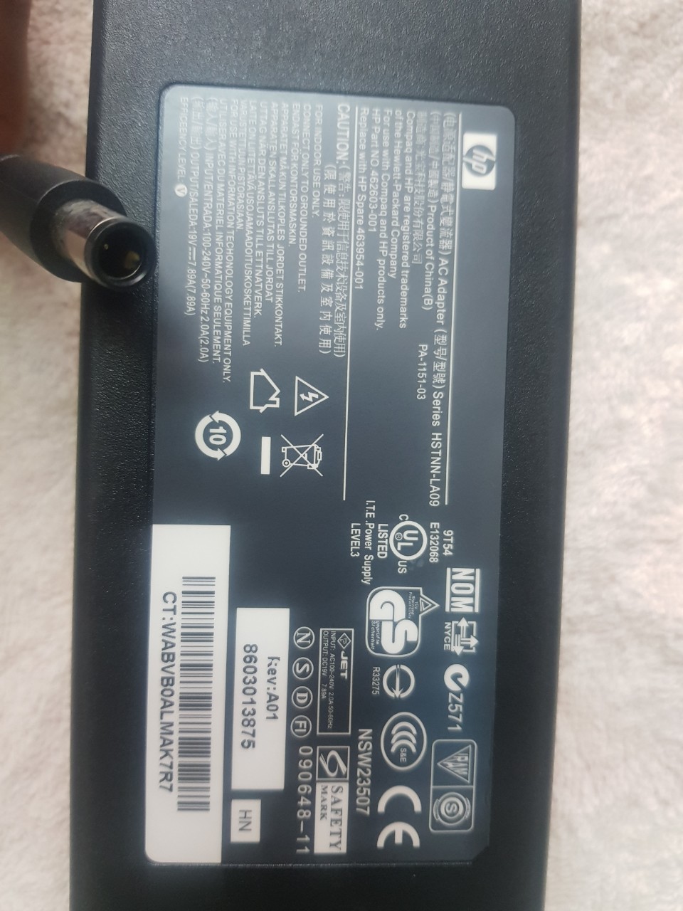 Sạc laptop HP 150w (19v-7,89A) đầu kim to 7.4mm*5.5mm, adapter sạc laptop dùng cho hp Elitebook 8560w - 8570w - Hàng chính hãng
