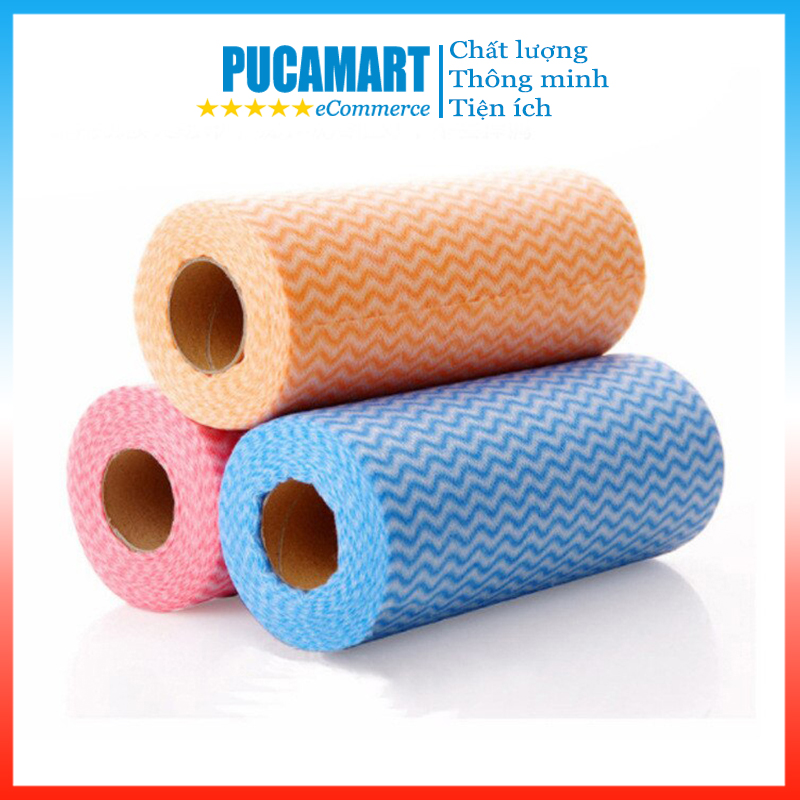 Cuộn 50 Khăn Lau Đa Năng Homeeasy Bằng Vải Không Dệt Nhiều Màu Sắc, Dễ Dàng Chùi Rửa Vệ Sinh Vết Bẩn