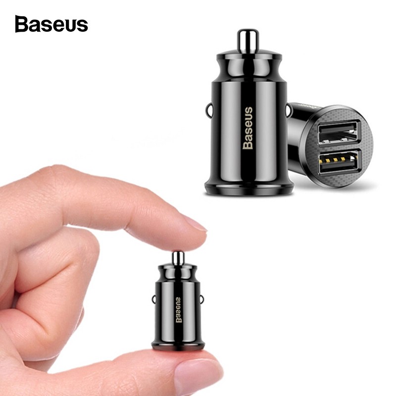 [2 cổng USB] Đầu sạc trên ô-tô Baseus Grain Car Charger C8-K _ hàng chính hãng