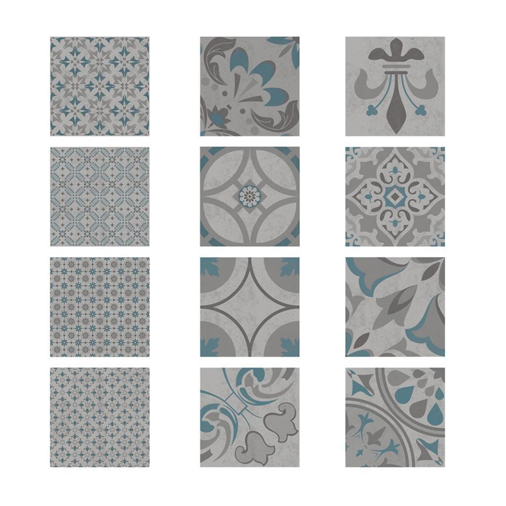 12Pieces Mosaic Wall Floor Tiles Sticker Decal Kitchen Bathroom Waterproof