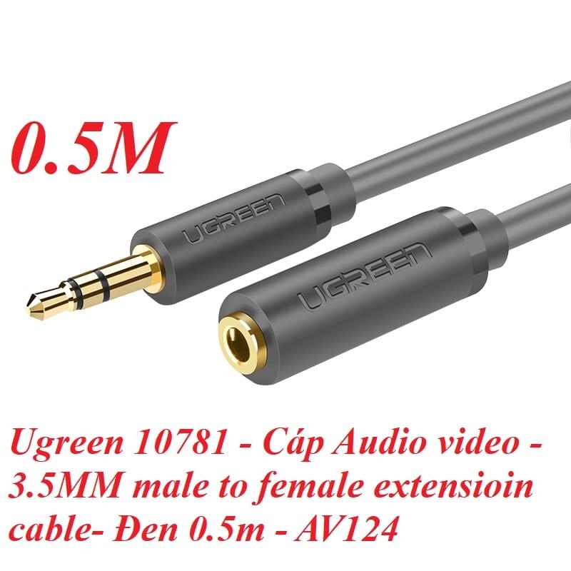 Ugreen UG10781AV124TK 0.5M màu Đen Cáp âm thanh 3.5mm nối dài - HÀNG CHÍNH HÃNG