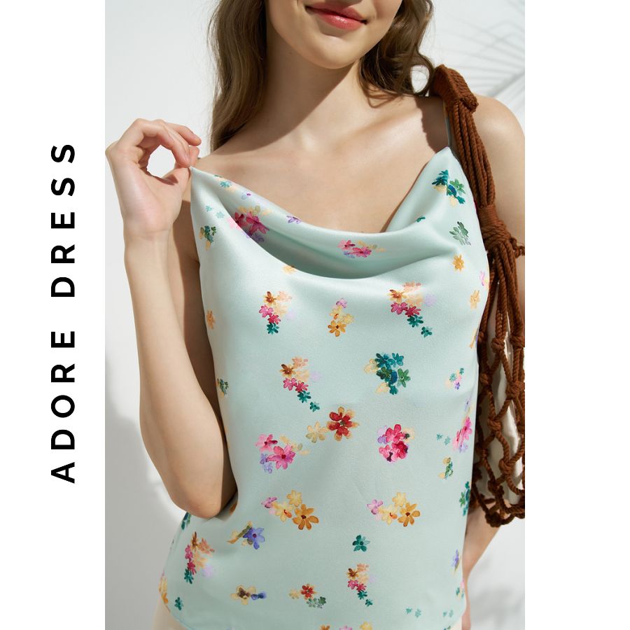 Áo hai dây Camisole tops casual style lụa hoa nhỡ mint 311TO3009 ADORE DRESS