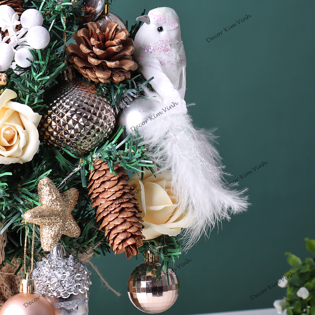 Cây Thông Noel Hàn Quốc THQ16 40cm Cây Thông Hoa Hồng Trang Trí Giáng Sinh