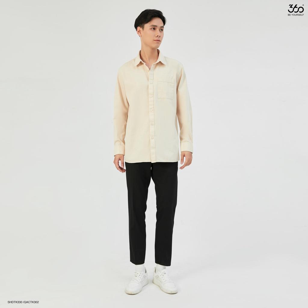 Áo sơ mi dài tay cổ bẻ thương hiệu 360 Boutique chất liệu cotton dệt vân chéo - SHDTK330