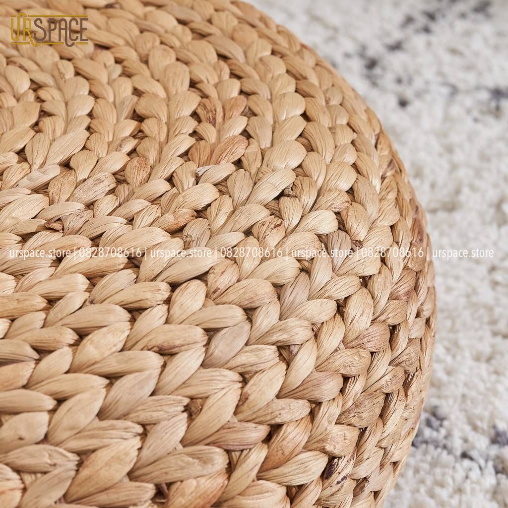 Ghế Đôn lục bình đa năng UrSpace D40xH16/ Hyacinth Stool Natural Color For Your Living Room D40xH16