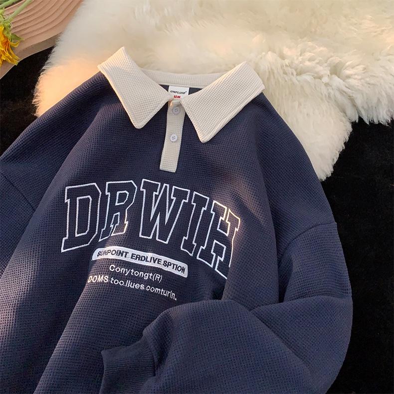 Áo polo tay dài DRWIH - Áo Sweater Unisex Form Rộng - Vải tổ ong Phong Cách Ulzzang – MayLinh Shop