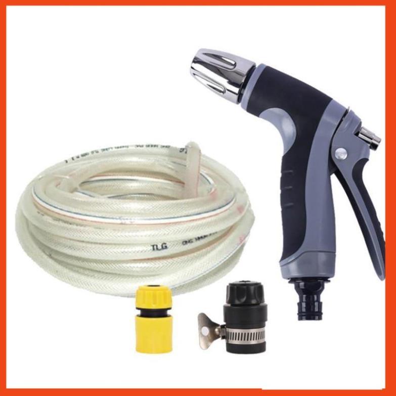 Bộ dây và vòi xịt tăng áp rửa xe tưới cây 206817(cút nhựa nối đen 712-2)