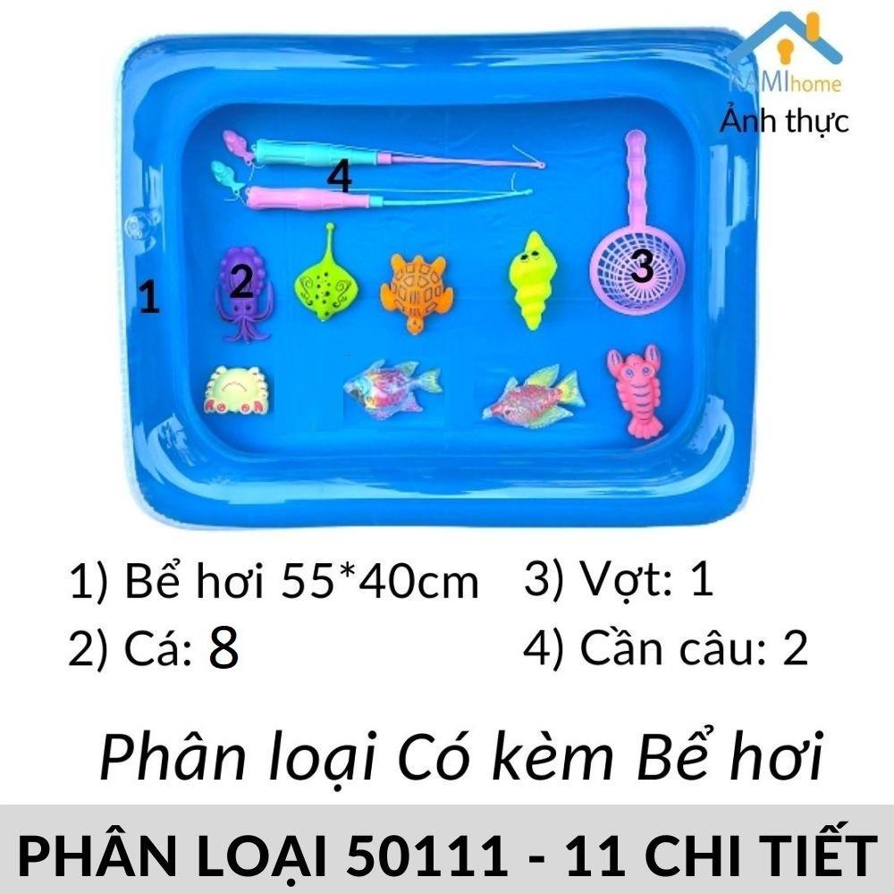 Đồ chơi Câu cá cho bé nam châm Bể phao nước cỡ Lớn 40*55cm Đủ bộ gồm Bể hơi+Cần câu+Bơm+Cá gắn nam châm