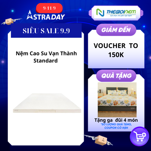 Nệm Cao Su Vạn Thành Standard Chính Hãng - 160X200X10
