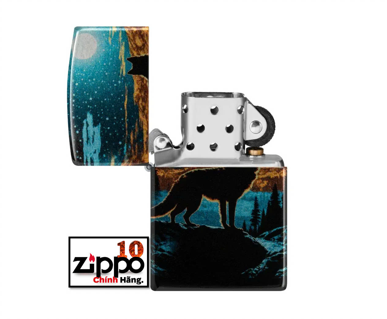 Bật lửa Zippo 46252 Moonlight Wolf Design - Chính hãng 100%