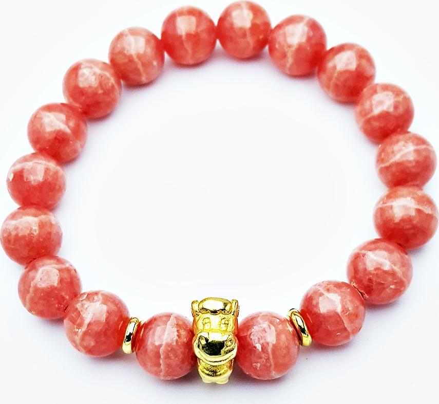 Vòng Tay Đá Đào Hoa Rhodochrosite  Tuổi Ngọ 10mm